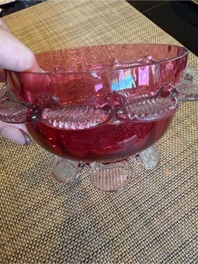 Antique Cranberry glass candy Dish